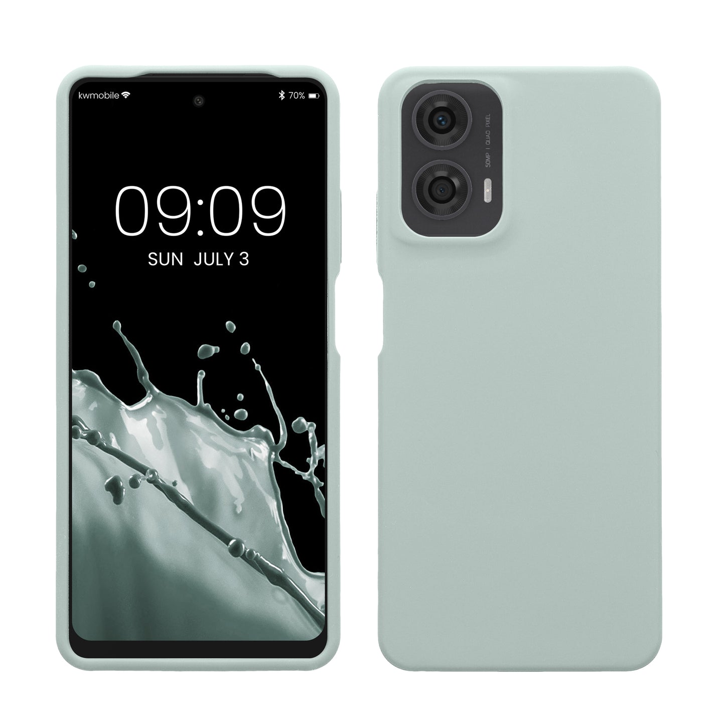kwmobile Hülle kompatibel mit Motorola Moto G24 / E14 / G04 / G04s Hülle - Silikon Handy Case - Handyhülle weiche Oberfläche - kabelloses Laden - Cool Mint Cool Mint  