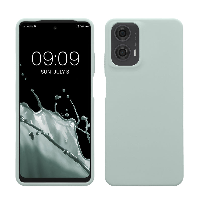 kwmobile Hülle kompatibel mit Motorola Moto G24 / E14 / G04 / G04s Hülle - Silikon Handy Case - Handyhülle weiche Oberfläche - kabelloses Laden - Cool Mint Cool Mint  