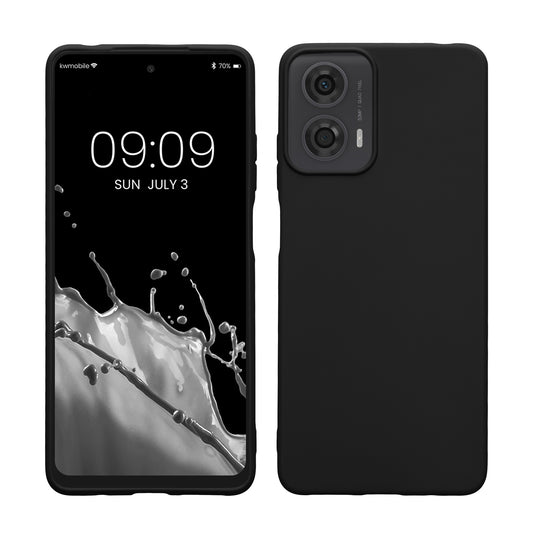 kwmobile Hülle kompatibel mit Motorola Moto G24 / E14 / G04 / G04s Hülle - weiches TPU Silikon Case - Cover geeignet für kabelloses Laden - Schwarz matt Schwarz matt  