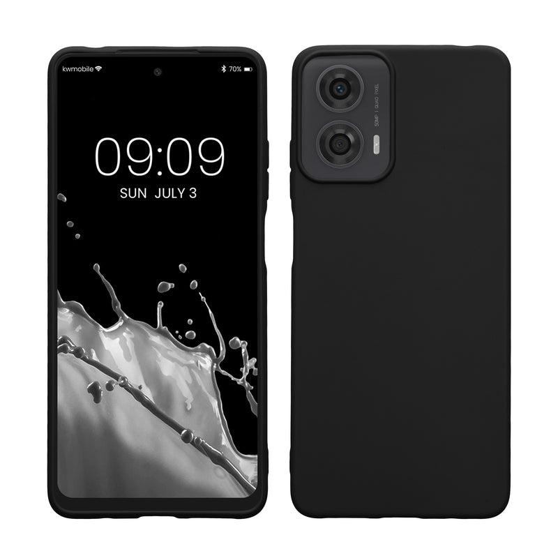kwmobile Hülle kompatibel mit Motorola Moto G24 / E14 / G04 / G04s Hülle - weiches TPU Silikon Case - Cover geeignet für kabelloses Laden - Schwarz matt Schwarz matt  