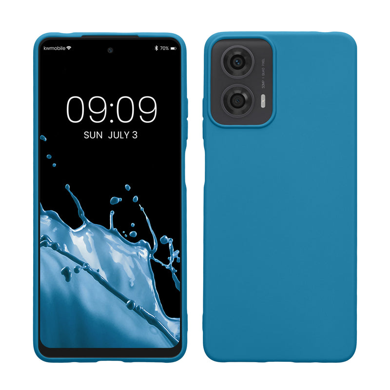 kwmobile Hülle kompatibel mit Motorola Moto G24 / E14 / G04 / G04s Hülle - weiches TPU Silikon Case - Cover geeignet für kabelloses Laden - Karibikblau Karibikblau  