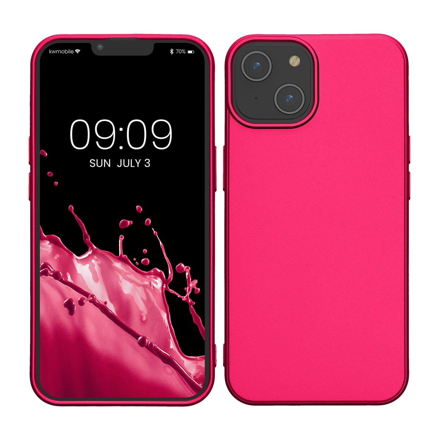 kwmobile Case kompatibel mit Apple iPhone 14 Hülle - Schutzhülle aus Silikon metallisch schimmernd - Handyhülle Metallic Pink Metallic Pink  