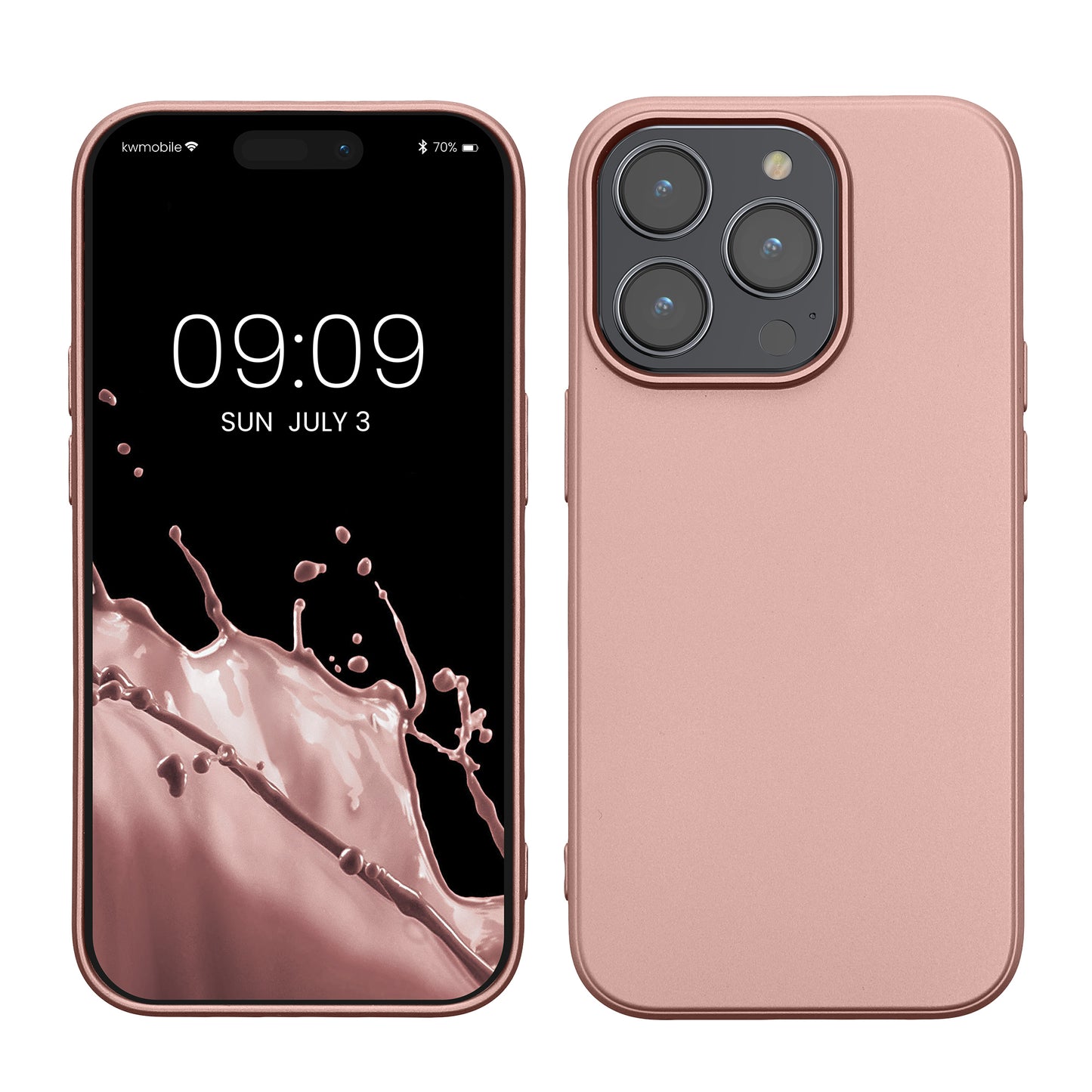 kwmobile Case kompatibel mit Apple iPhone 14 Pro Hülle - Schutzhülle aus Silikon metallisch schimmernd - Handyhülle Metallic Rosegold Metallic Rosegold  