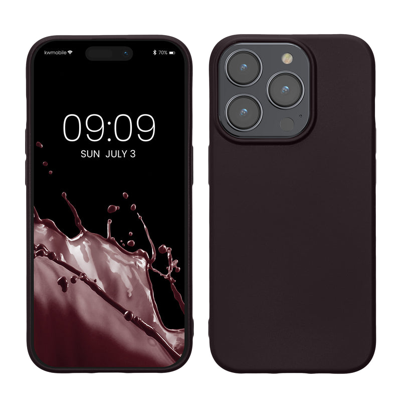 kwmobile Case kompatibel mit Apple iPhone 15 Pro Hülle - Schutzhülle aus Silikon metallisch schimmernd - Handyhülle Metallic Brombeere Metallic Brombeere  