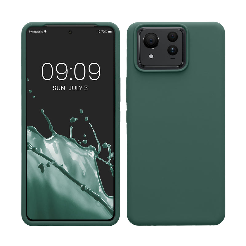 kwmobile Hülle kompatibel mit ASUS Zenfone 11 Ultra Hülle - Silikon Handy Case - Handyhülle weiche Oberfläche - kabelloses Laden - Tannengrün Tannengrün  
