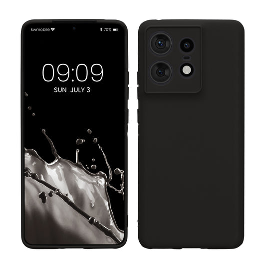 kwmobile Handyhülle kompatibel mit Motorola Edge 50 Pro Hülle - Handy Case aus weichem Silikon in Schwarz matt Schwarz matt  