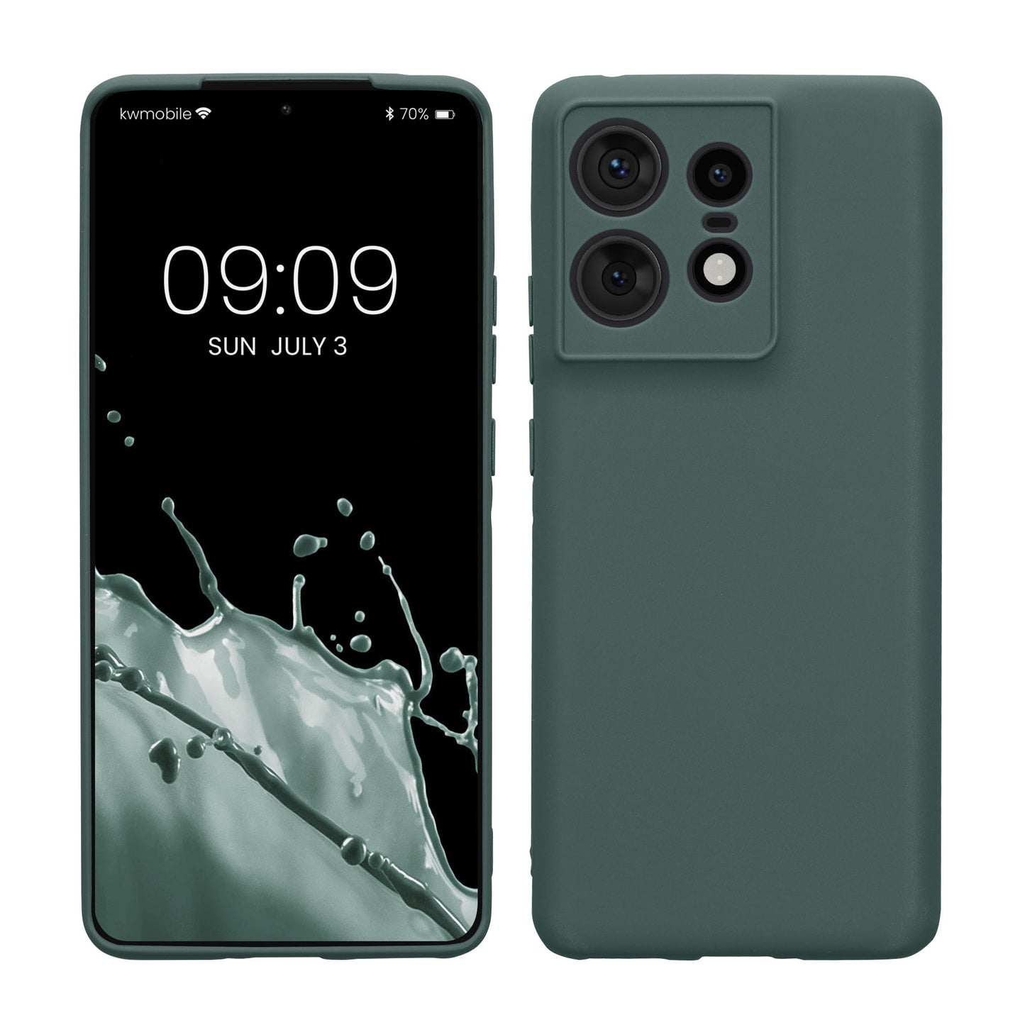 kwmobile Handyhülle kompatibel mit Motorola Edge 50 Pro Hülle - Handy Case aus weichem Silikon in Blaugrün Blaugrün  