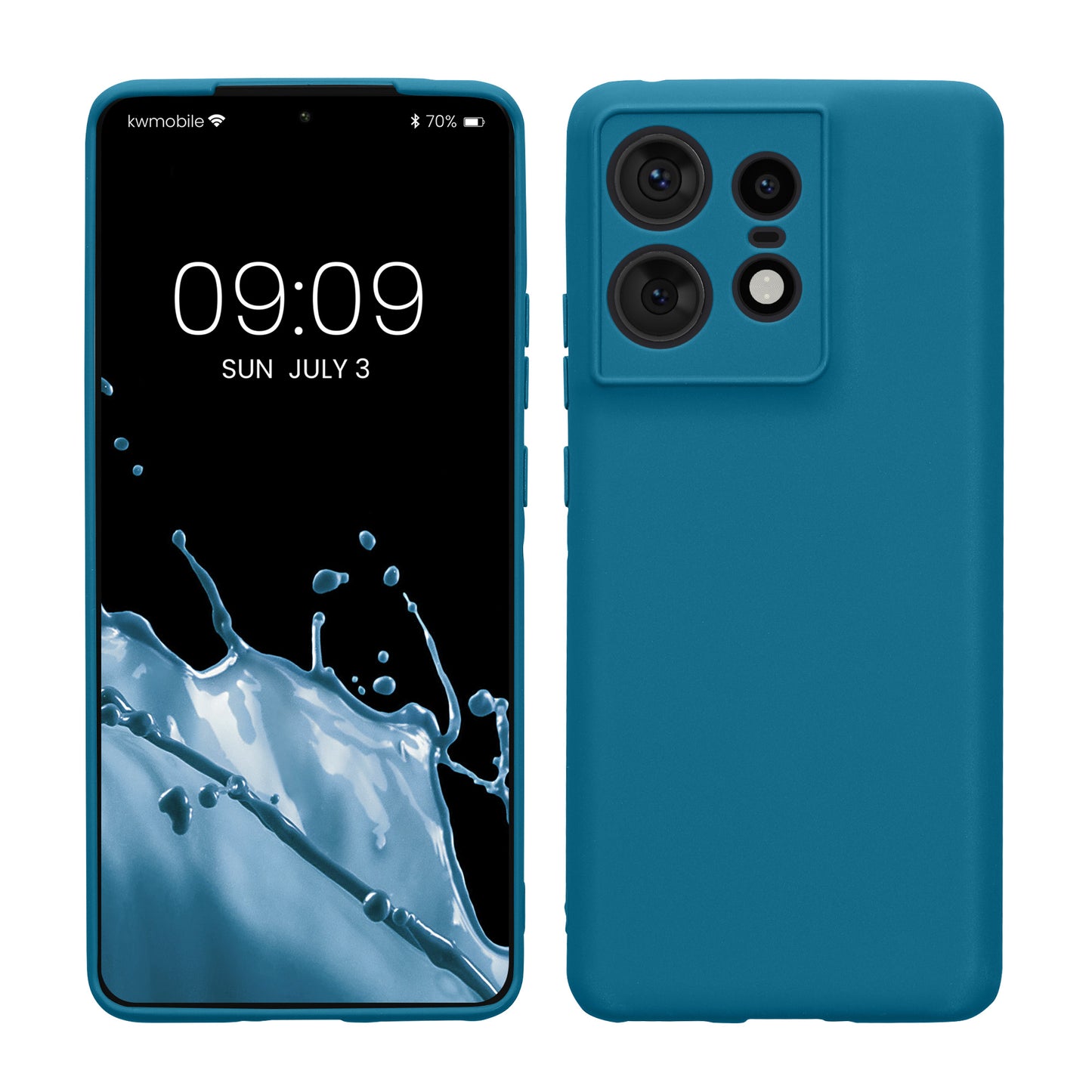 kwmobile Handyhülle kompatibel mit Motorola Edge 50 Pro Hülle - Handy Case aus weichem Silikon in Karibikblau Karibikblau  