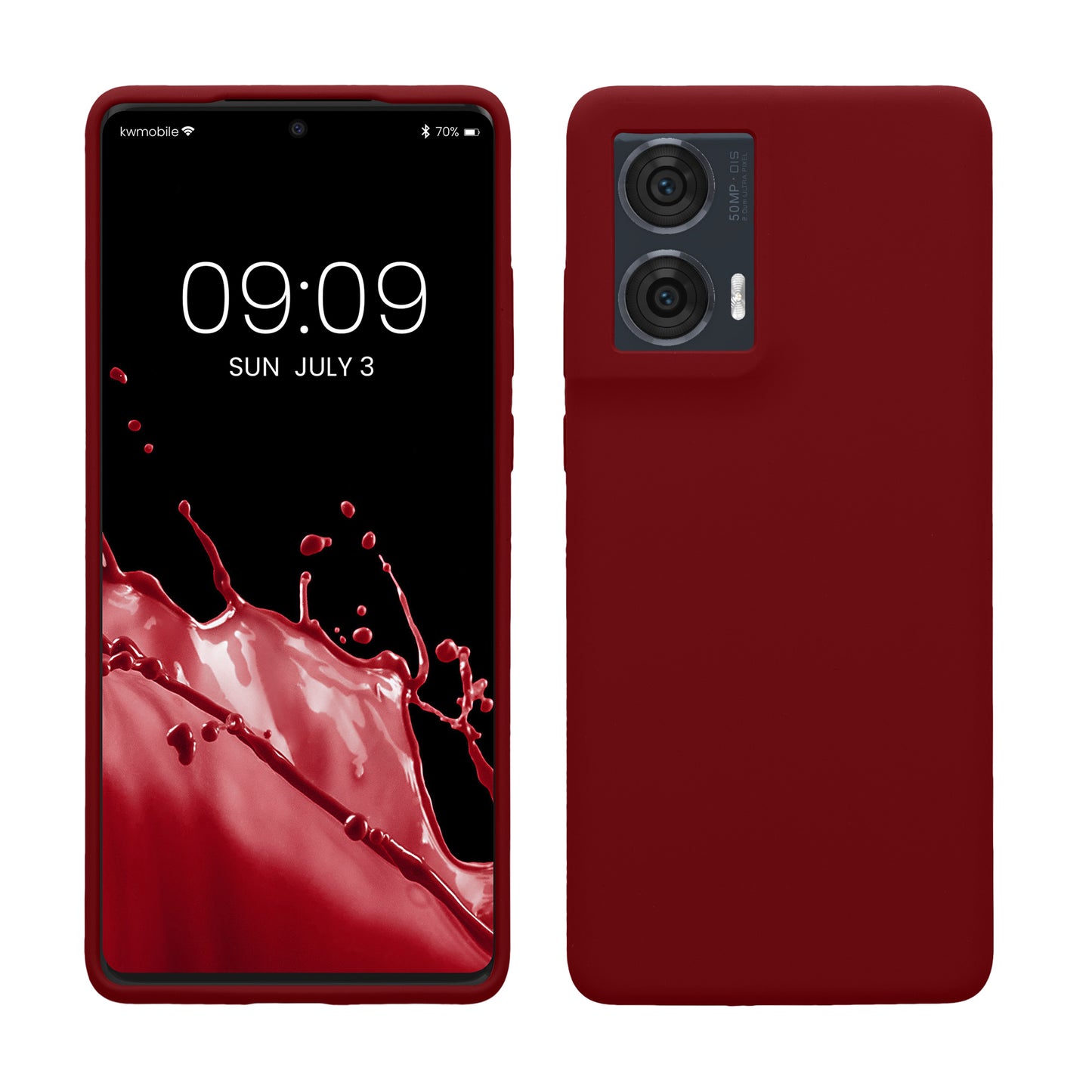 kwmobile Hülle kompatibel mit Motorola Edge 50 Fusion Hülle - Silikon Handy Case - Handyhülle weiche Oberfläche - kabelloses Laden - Rhabarber Rot Rhabarber Rot  