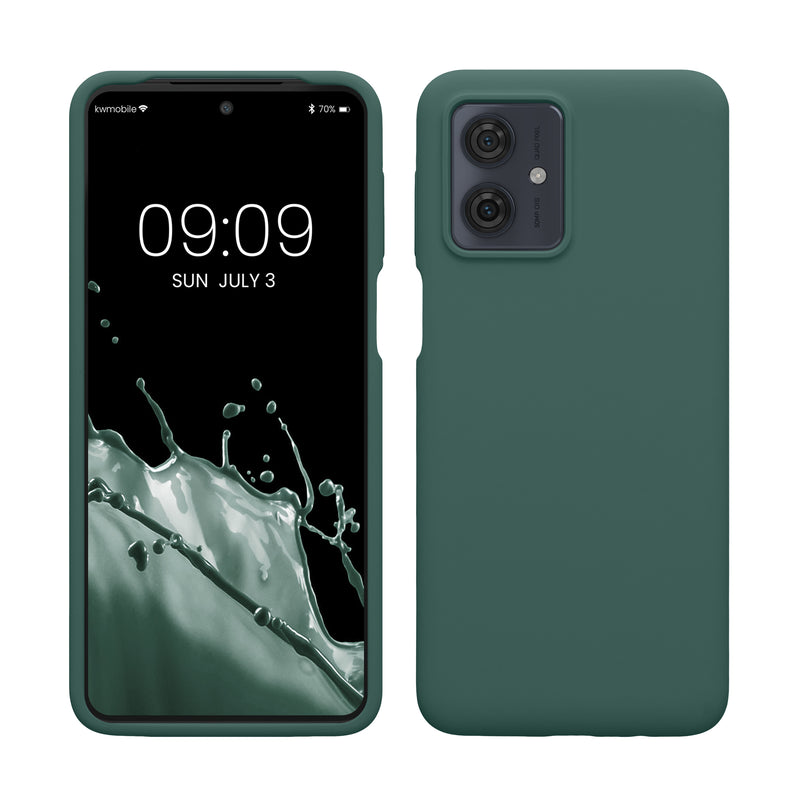 kwmobile Hülle kompatibel mit Motorola Moto G64 5G Hülle - Silikon Handy Case - Handyhülle weiche Oberfläche - kabelloses Laden - Tannengrün Tannengrün  