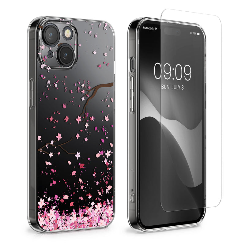 kwmobile Hülle kompatibel mit Apple iPhone 15 Handyhülle Mit Glas Schutzfolie