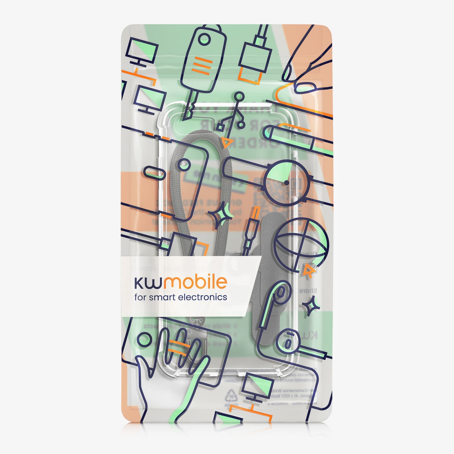 kwmobile Handy Case kompatibel mit Apple iPhone SE (2022 / 2020) / iPhone 8 / 7 Hülle - Schutzhülle mit Kantenschutz und abnehmbarem Armband inkl. 2 Pads