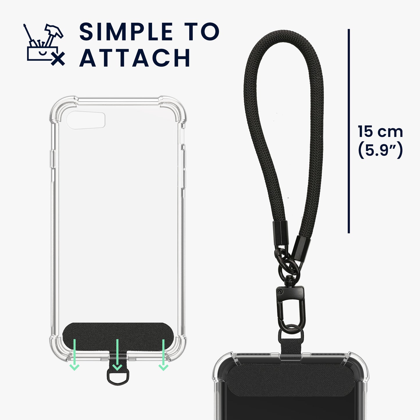 kwmobile Handy Case kompatibel mit Apple iPhone SE (2022 / 2020) / iPhone 8 / 7 Hülle - Schutzhülle mit Kantenschutz und abnehmbarem Armband inkl. 2 Pads