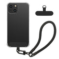kwmobile Handy TPU Case kompatibel mit Apple iPhone 15 Hülle - Kristallklare Schutzhülle mit Kantenschutz und abnehmbarem Armband inkl. 2 Pads - Transparent Schwarz Transparent  