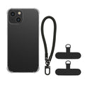kwmobile Handy TPU Case kompatibel mit Apple iPhone 15 Hülle - Kristallklare Schutzhülle mit Kantenschutz und abnehmbarem Armband inkl. 2 Pads - Transparent Schwarz