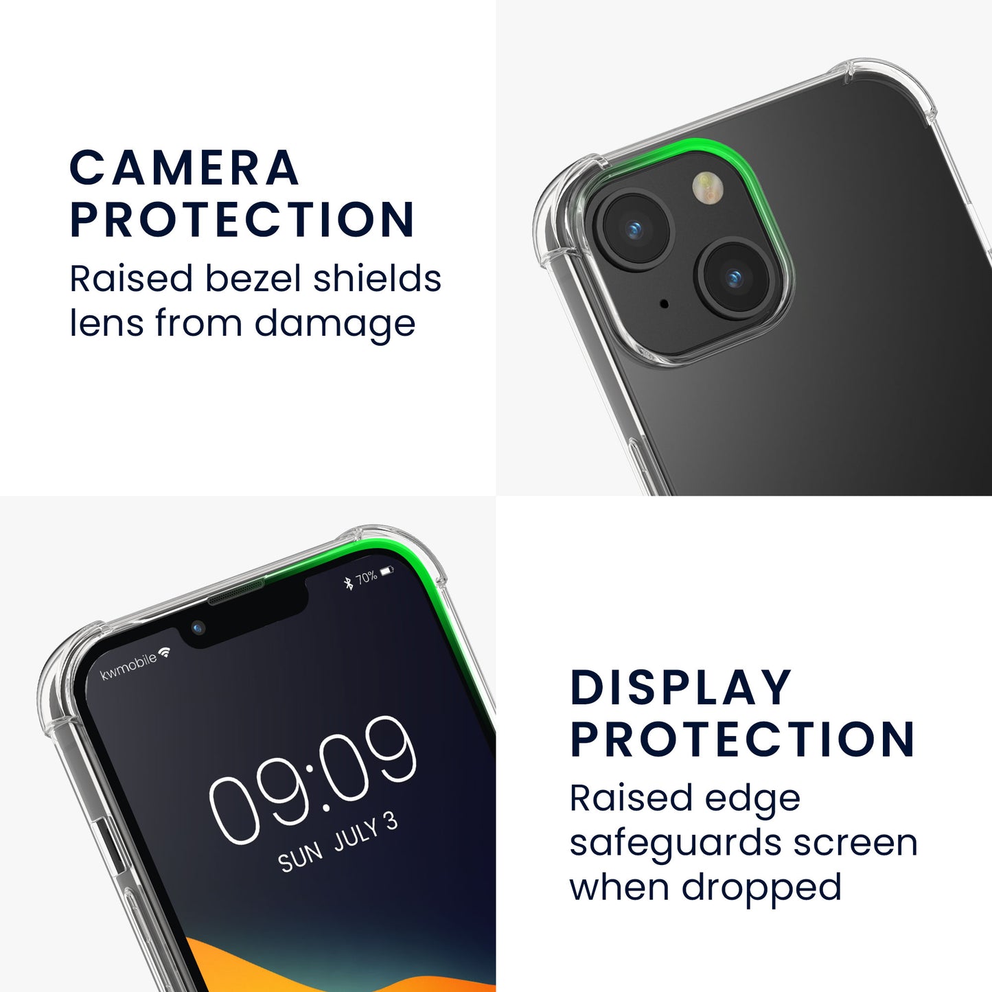 kwmobile Handy TPU Case kompatibel mit Apple iPhone 15 Hülle - Kristallklare Schutzhülle mit Kantenschutz und abnehmbarem Armband inkl. 2 Pads - Transparent Schwarz