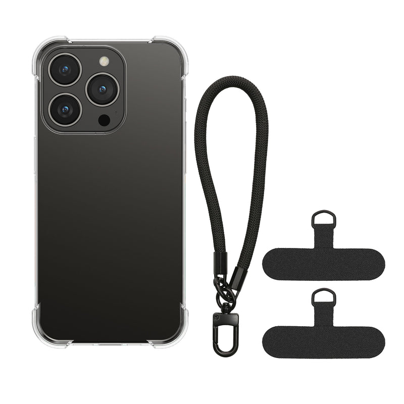 kwmobile Handy Case kompatibel mit Apple iPhone 15 Pro Hülle mit Kantenschutz und abnehmbarem Armband inkl. 2 Pads