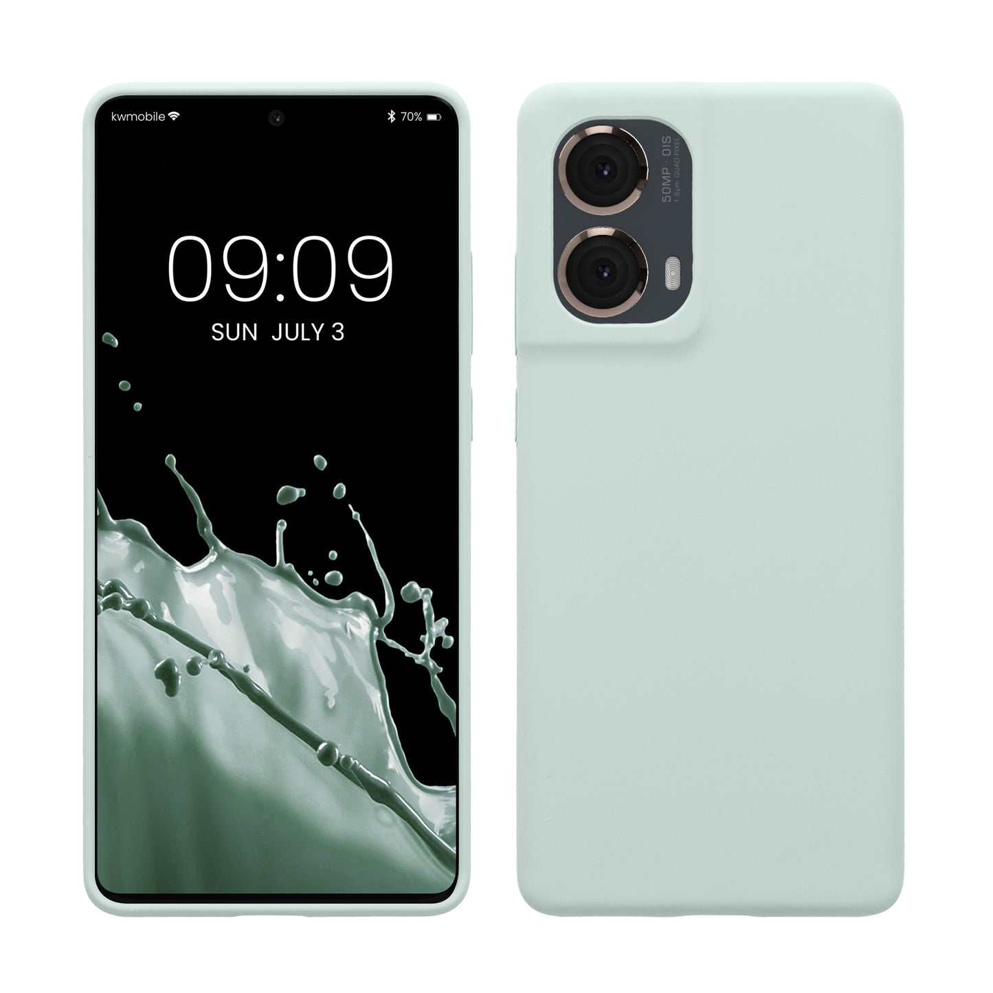 kwmobile Hülle kompatibel mit Motorola Moto G85 5G Hülle - Silikon Handy Case - Handyhülle weiche Oberfläche - kabelloses Laden - Cool Mint Cool Mint  