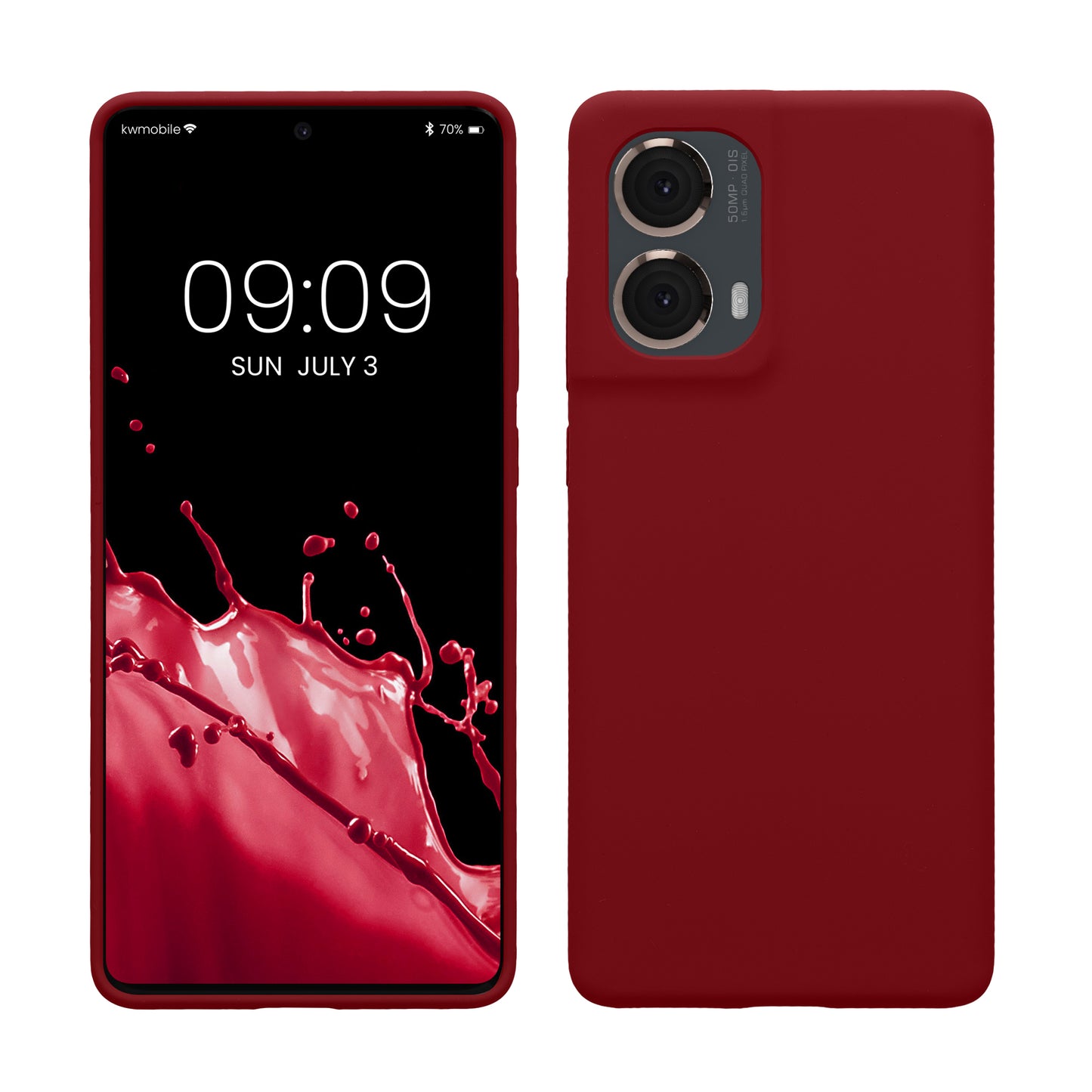 kwmobile Hülle kompatibel mit Motorola Moto G85 5G Hülle - Silikon Handy Case - Handyhülle weiche Oberfläche - kabelloses Laden - Rhabarber Rot Rhabarber Rot  