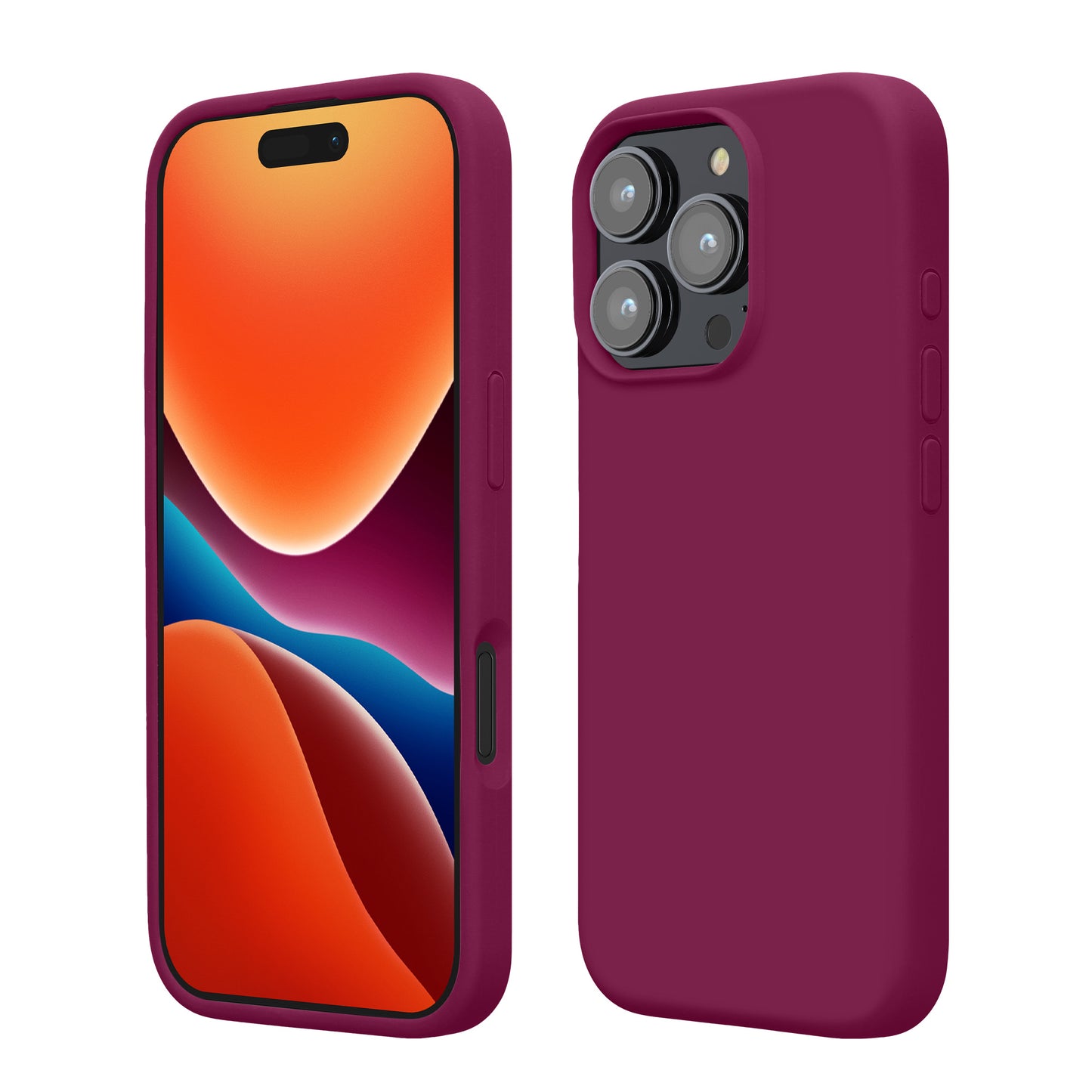 kwmobile Handyhülle für iPhone 16 Pro Hülle, für iPhone 16 Pro Case - Hülle Silikon - kabelloses Laden - Granatapfelrot Granatapfelrot  