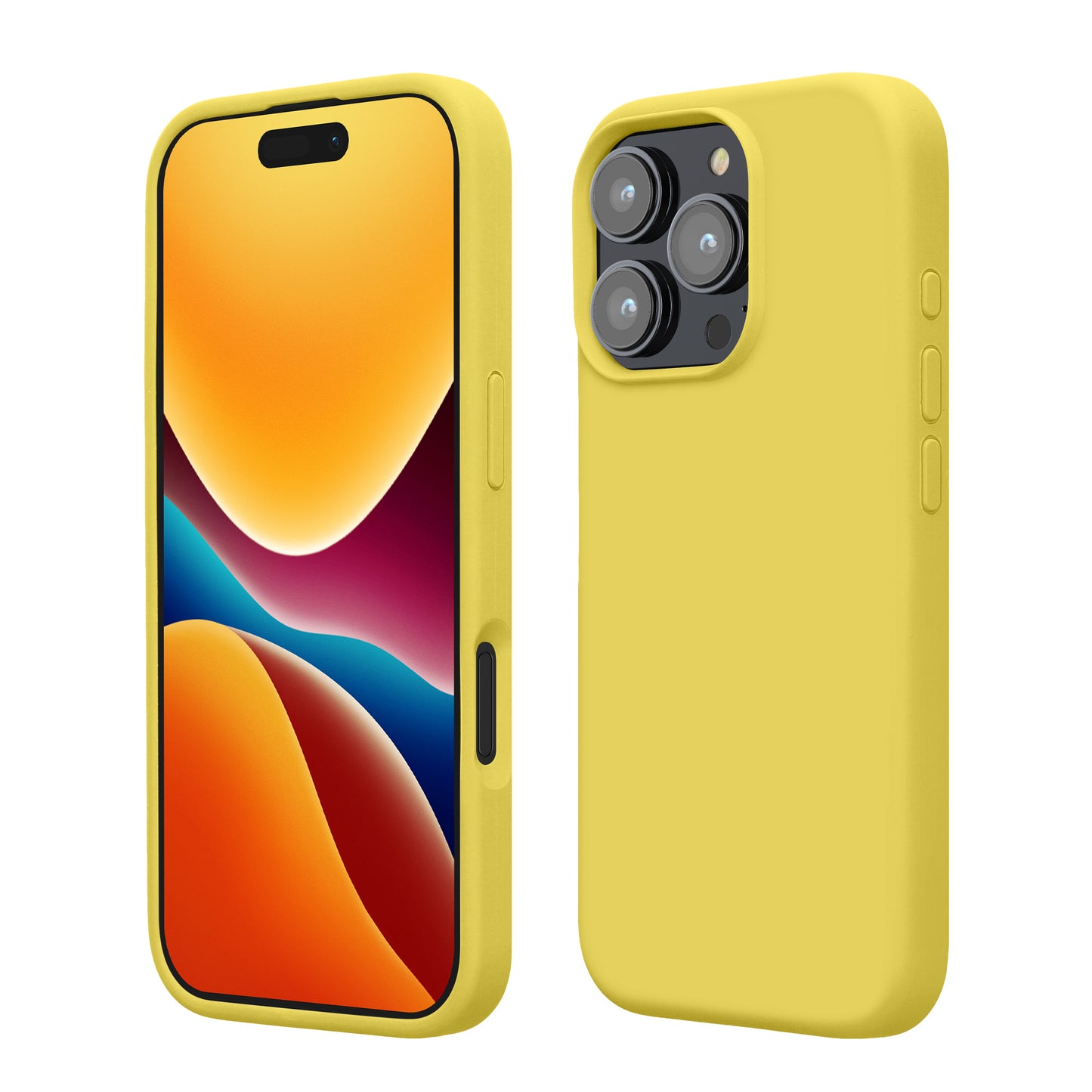 kwmobile Handyhülle für iPhone 16 Pro Hülle, für iPhone 16 Pro Case - Hülle Silikon - kabelloses Laden - Zitronengelb Zitronengelb  