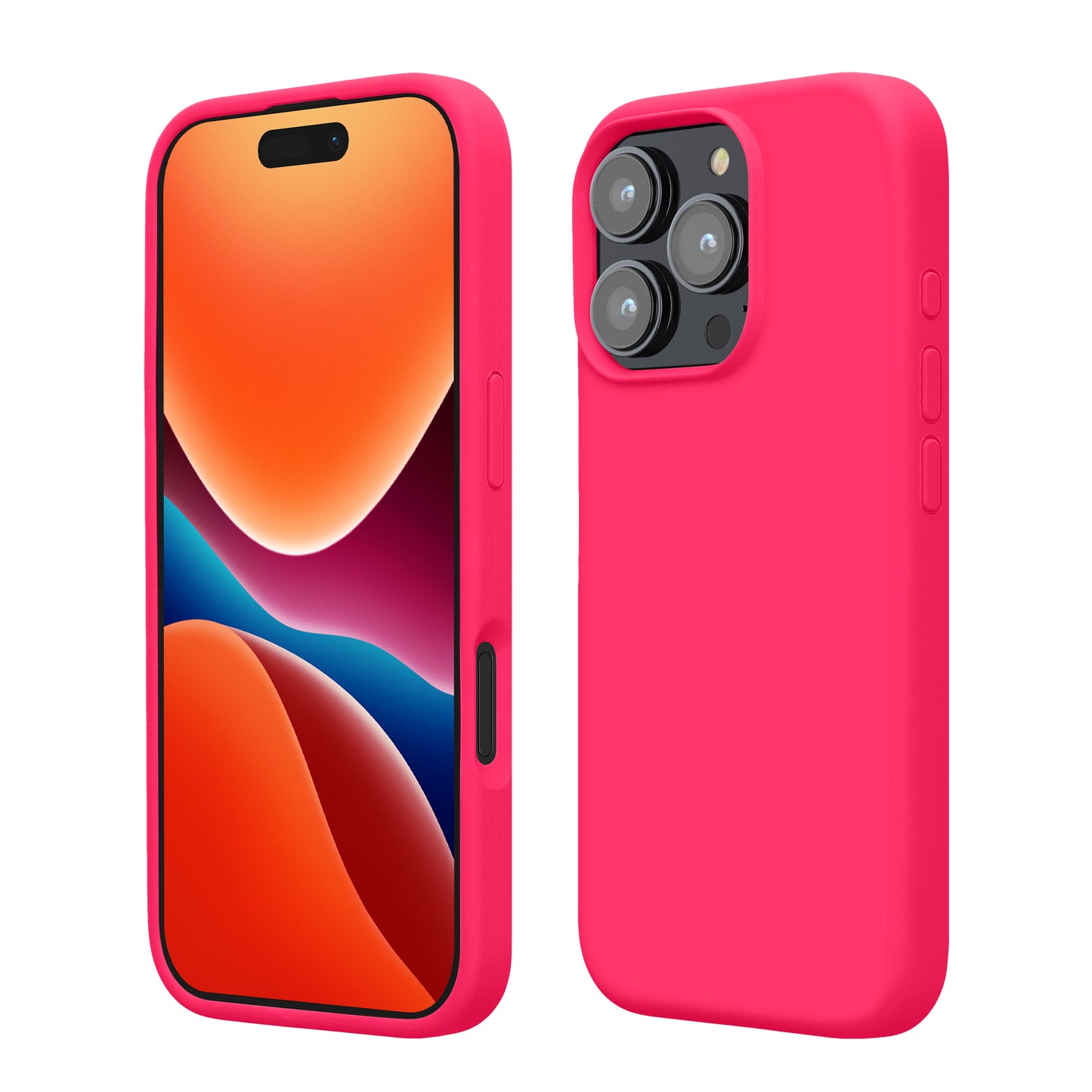 kwmobile Handyhülle für iPhone 16 Pro Max Hülle, für iPhone 16 Pro Max Case - Hülle Silikon - kabelloses Laden - Neon Pink Neon Pink  