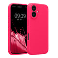 kwmobile Handyhülle kompatibel mit Apple iPhone 16 Hülle - gummierte Handy Case aus Silikon in Neon Pink Neon Pink  