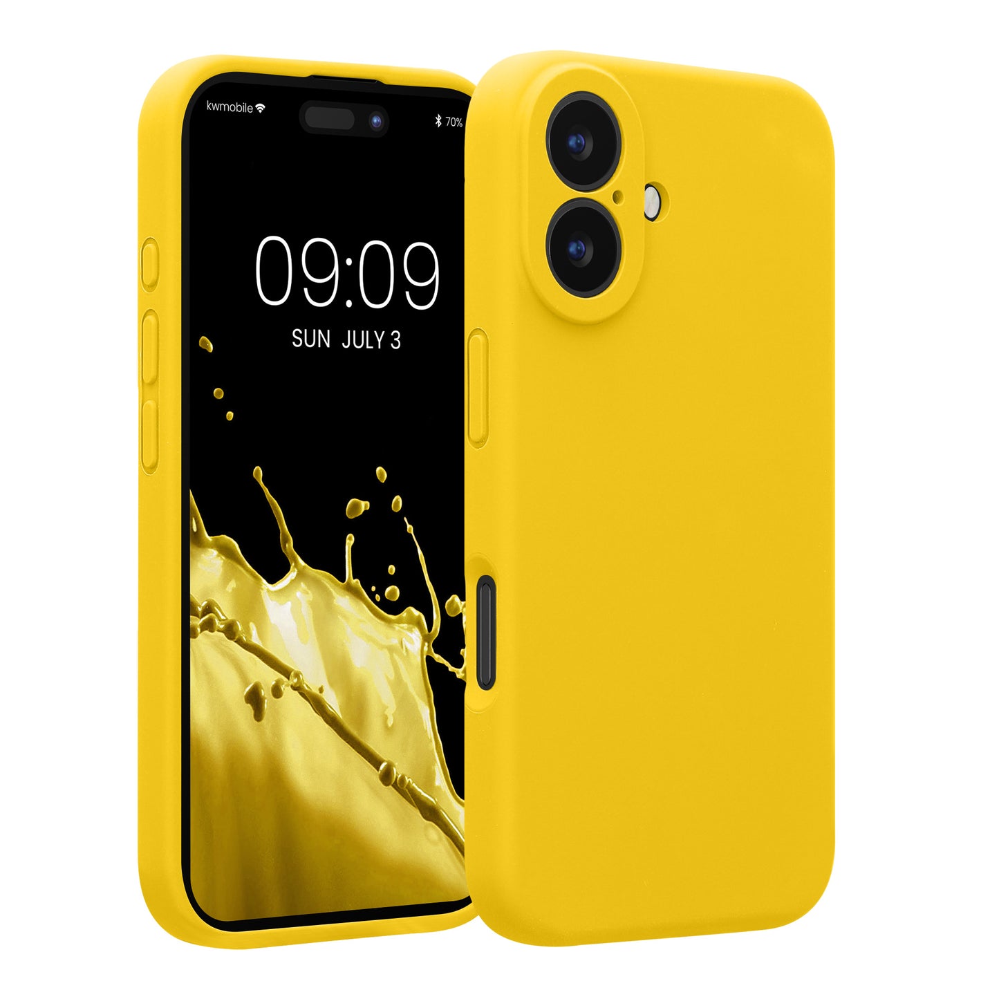 kwmobile Handyhülle kompatibel mit Apple iPhone 16 Hülle - gummierte Handy Case aus Silikon in Strahlend Gelb Strahlend Gelb  