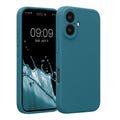 kwmobile Handyhülle kompatibel mit Apple iPhone 16 Hülle - gummierte Handy Case aus Silikon in Petrol matt Petrol matt  