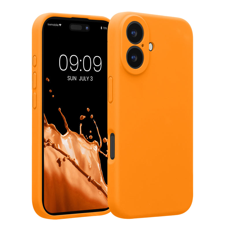 kwmobile Handyhülle kompatibel mit Apple iPhone 16 Hülle - gummierte Handy Case aus Silikon in Fruity Orange Fruity Orange  