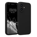 kwmobile Handyhülle kompatibel mit Apple iPhone 16 Hülle - gummierte Handy Case aus Silikon in Schwarz Schwarz  