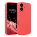 kwmobile Handyhülle kompatibel mit Apple iPhone 16 Hülle - gummierte Handy Case aus Silikon in Neon Koralle Neon Koralle  