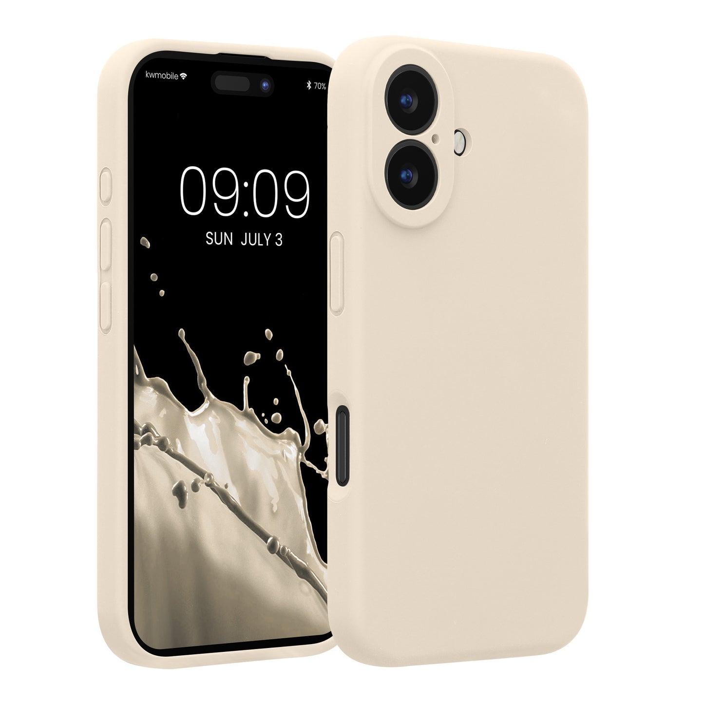 kwmobile Handyhülle kompatibel mit Apple iPhone 16 Hülle - gummierte Handy Case aus Silikon in Creme Creme  
