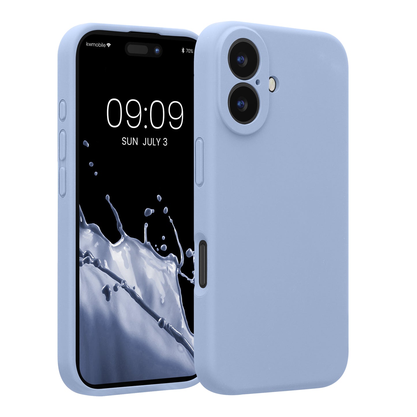 kwmobile Handyhülle kompatibel mit Apple iPhone 16 Hülle - gummierte Handy Case aus Silikon in Hellblau matt Hellblau matt  