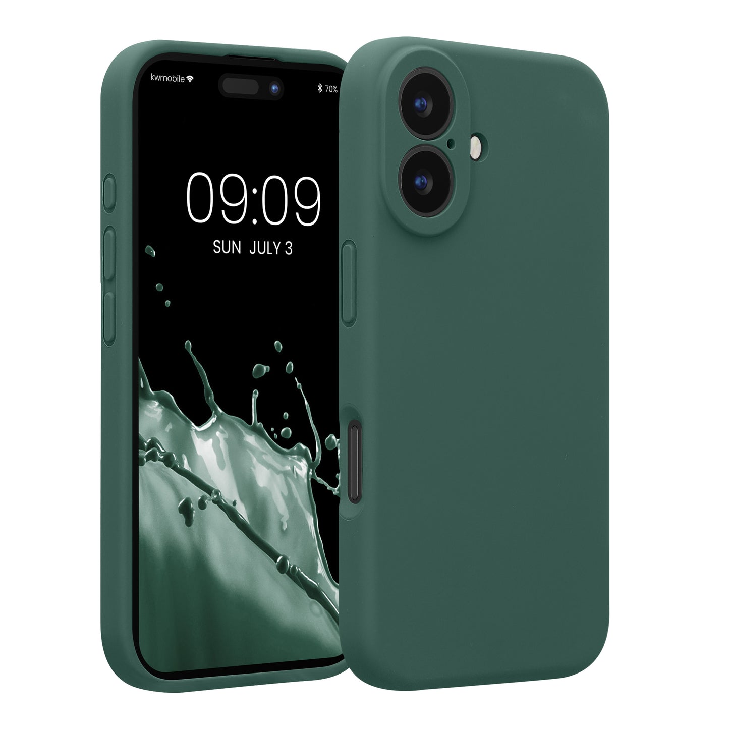 kwmobile Handyhülle kompatibel mit Apple iPhone 16 Hülle - gummierte Handy Case aus Silikon in Tannengrün Tannengrün  