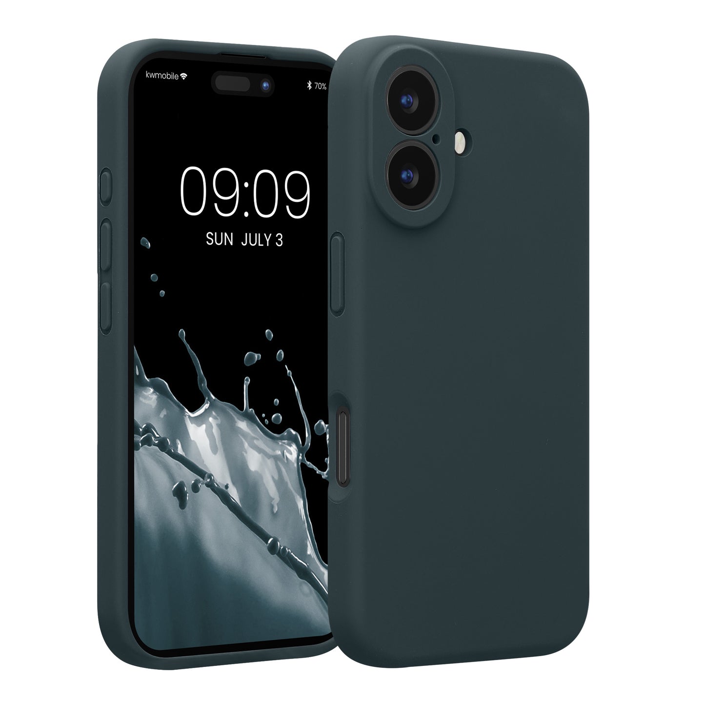 kwmobile Handyhülle kompatibel mit Apple iPhone 16 Hülle - gummierte Handy Case aus Silikon in Dunkler Schiefer Dunkler Schiefer  