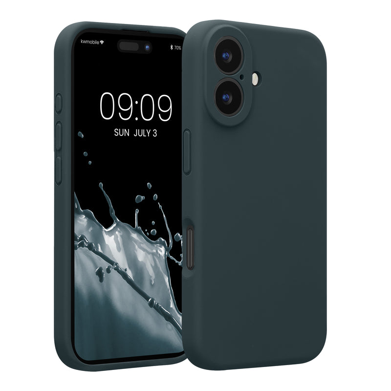 kwmobile Handyhülle kompatibel mit Apple iPhone 16 Hülle - gummierte Handy Case aus Silikon in Dunkler Schiefer Dunkler Schiefer  