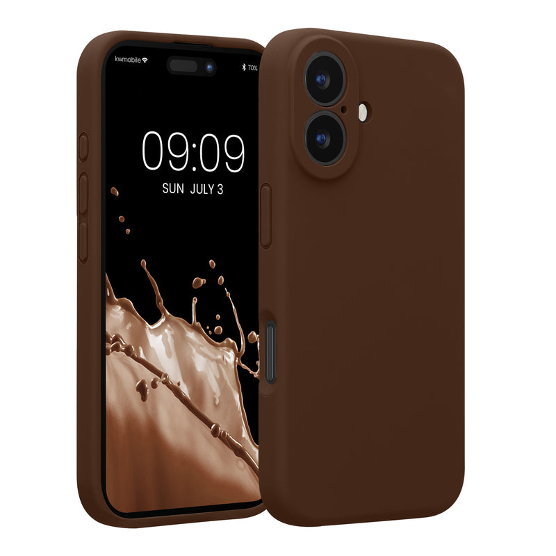 kwmobile Handyhülle kompatibel mit Apple iPhone 16 Hülle - gummierte Handy Case aus Silikon in Chocolate Chocolate  
