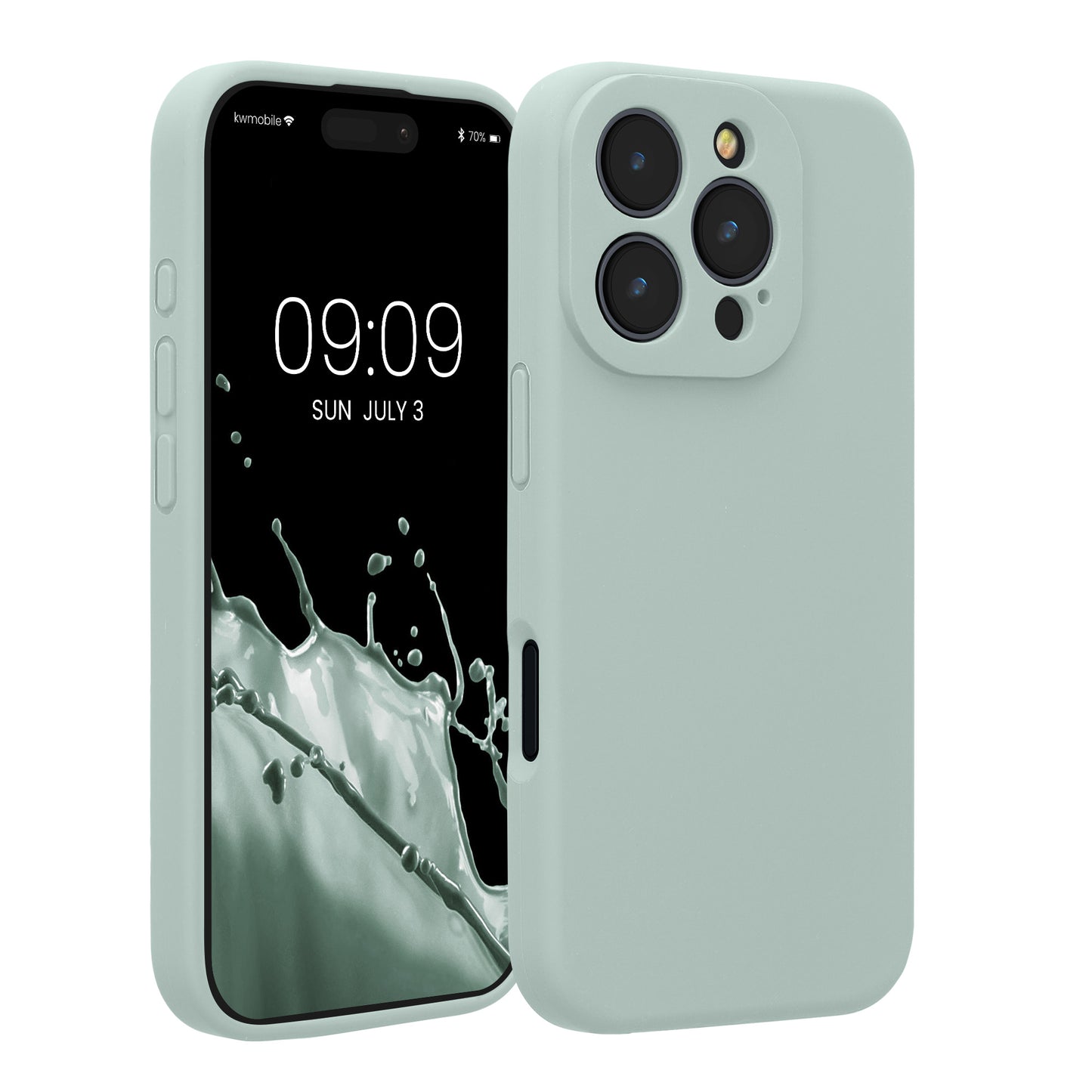 kwmobile Handyhülle kompatibel mit Apple iPhone 16 Pro Hülle - gummierte Handy Case aus Silikon in Cool Mint Cool Mint  