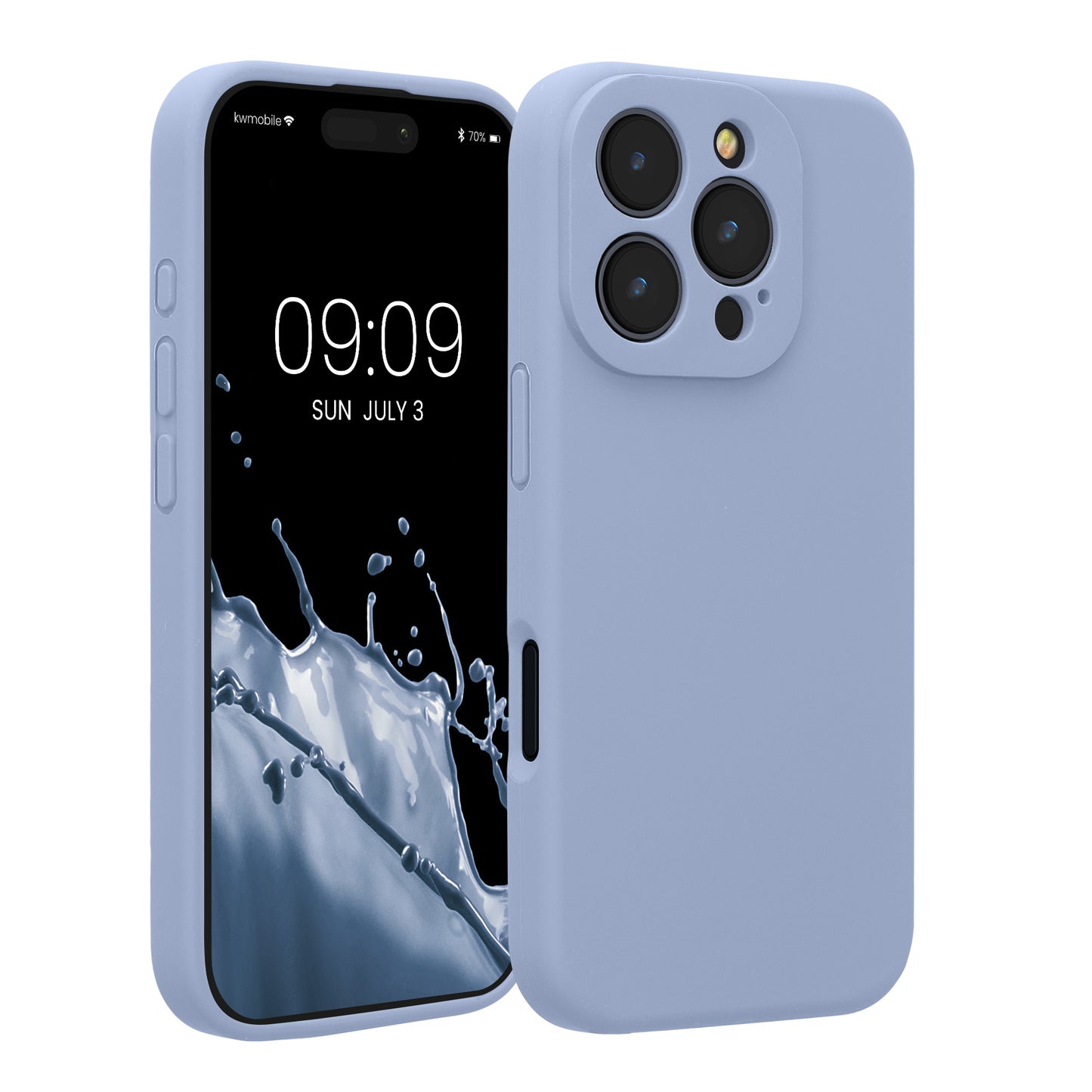 kwmobile Handyhülle kompatibel mit Apple iPhone 16 Pro Hülle - gummierte Handy Case aus Silikon in Hellblau matt Hellblau matt  