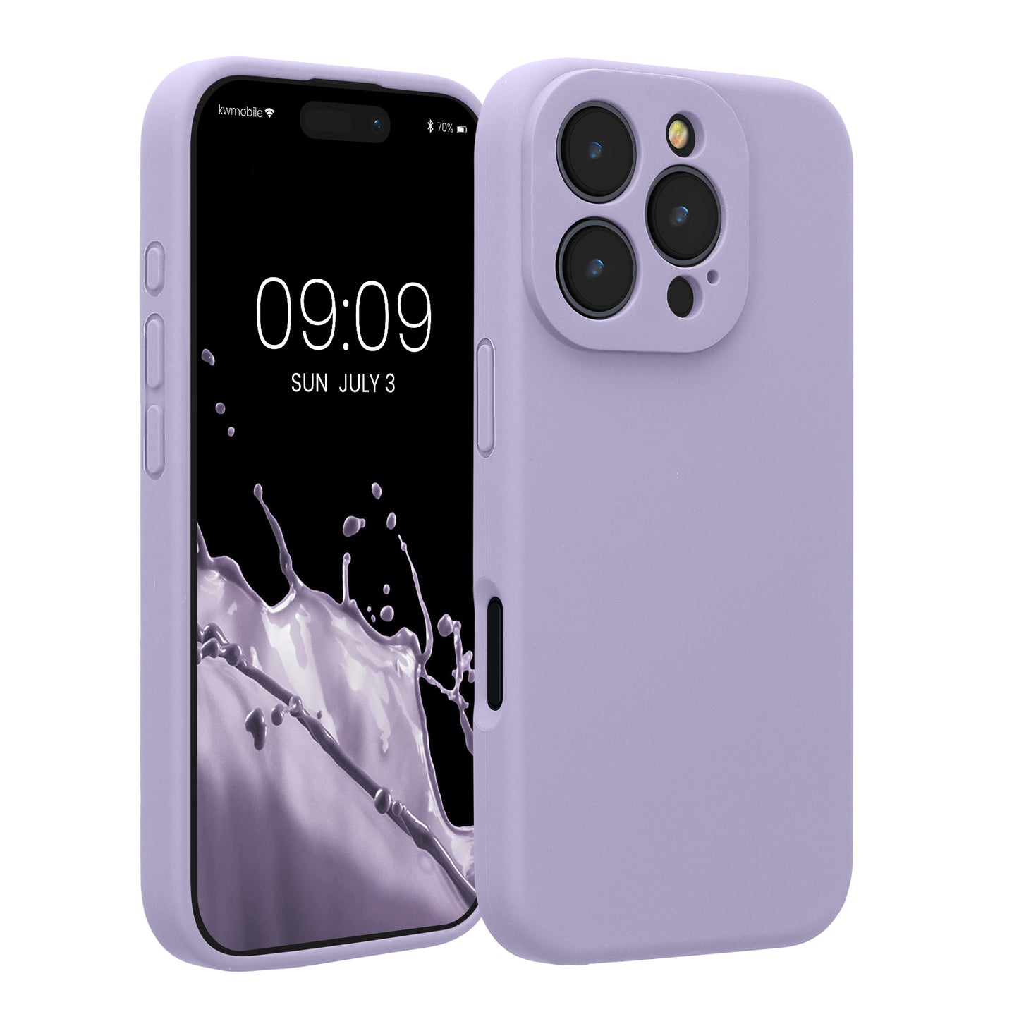 kwmobile Handyhülle kompatibel mit Apple iPhone 16 Pro Hülle - gummierte Handy Case aus Silikon in Lavendel Lavendel  