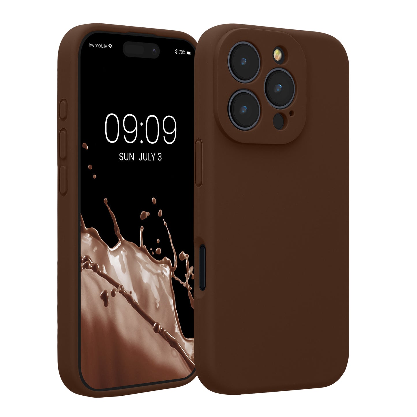 kwmobile Handyhülle kompatibel mit Apple iPhone 16 Pro Hülle - gummierte Handy Case aus Silikon in Chocolate Chocolate  