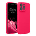 kwmobile Handyhülle kompatibel mit Apple iPhone 16 Pro Max Hülle - gummierte Handy Case aus Silikon in Neon Pink Neon Pink  