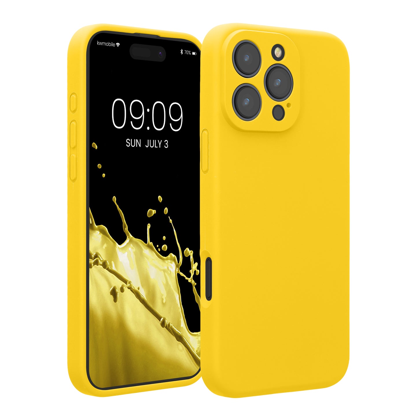 kwmobile Handyhülle kompatibel mit Apple iPhone 16 Pro Max Hülle - gummierte Handy Case aus Silikon in Strahlend Gelb Strahlend Gelb  