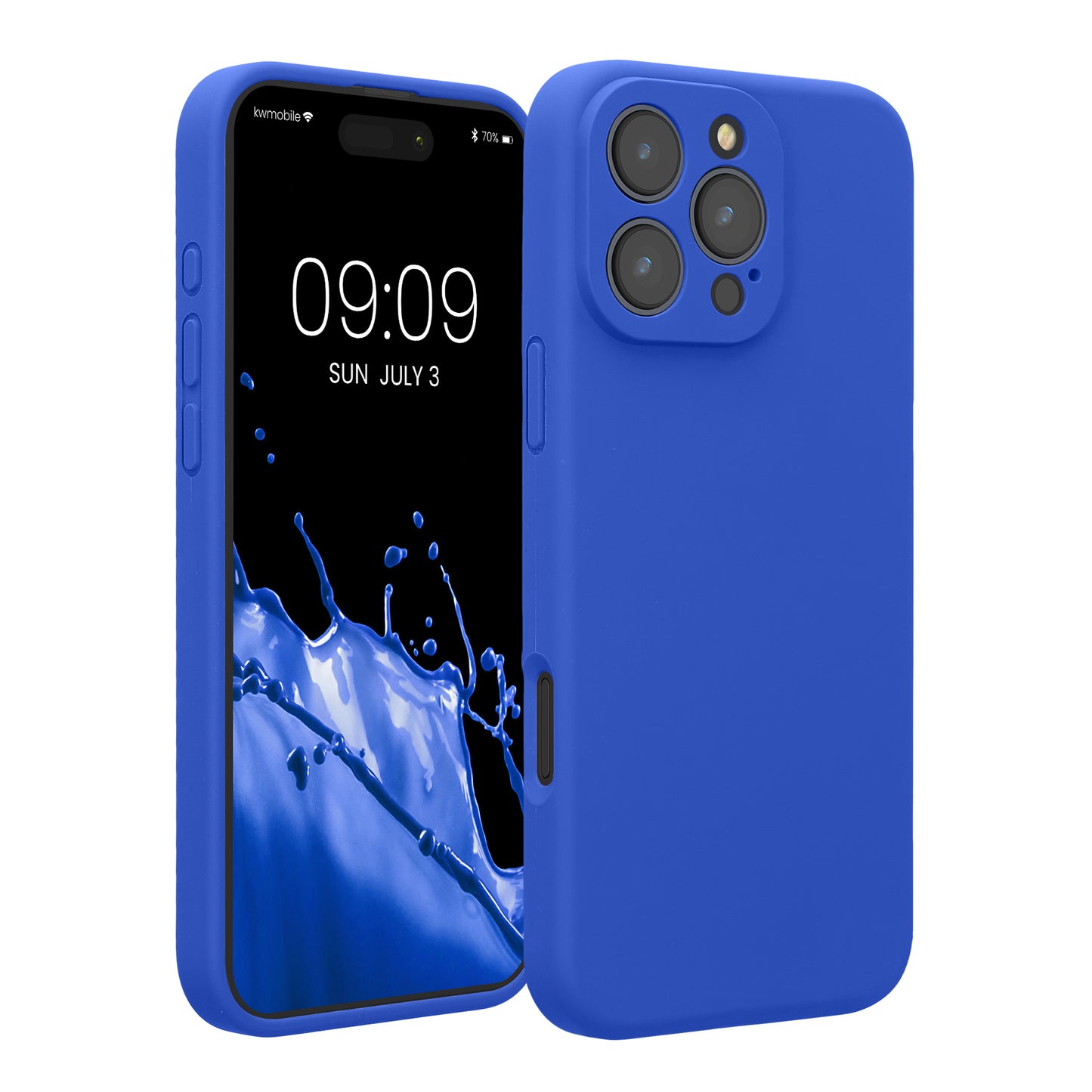 kwmobile Handyhülle kompatibel mit Apple iPhone 16 Pro Max Hülle - gummierte Handy Case aus Silikon in Baltik Blau Baltik Blau  