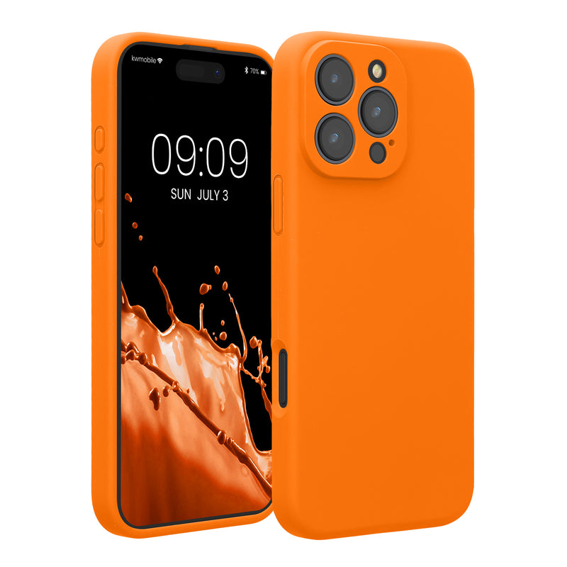 kwmobile Handyhülle kompatibel mit Apple iPhone 16 Pro Max Hülle - gummierte Handy Case aus Silikon in Fruity Orange Fruity Orange  
