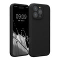 kwmobile Handyhülle kompatibel mit Apple iPhone 16 Pro Max Hülle - gummierte Handy Case aus Silikon in Schwarz Schwarz  
