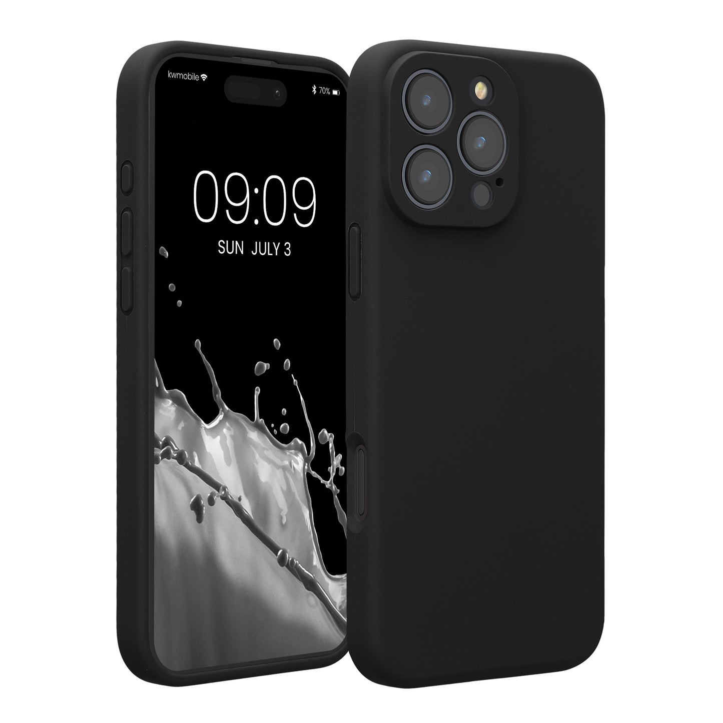 kwmobile Handyhülle kompatibel mit Apple iPhone 16 Pro Max Hülle - gummierte Handy Case aus Silikon in Schwarz Schwarz  
