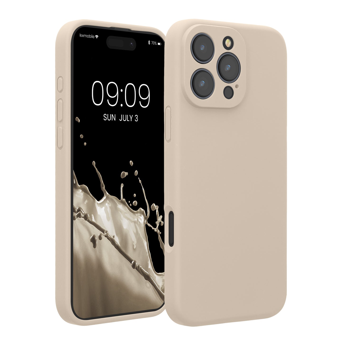 kwmobile Handyhülle kompatibel mit Apple iPhone 16 Pro Max Hülle - gummierte Handy Case aus Silikon in Creme Creme  