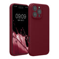 kwmobile Handyhülle kompatibel mit Apple iPhone 16 Pro Max Hülle - gummierte Handy Case aus Silikon in Rhabarber Rot Rhabarber Rot  